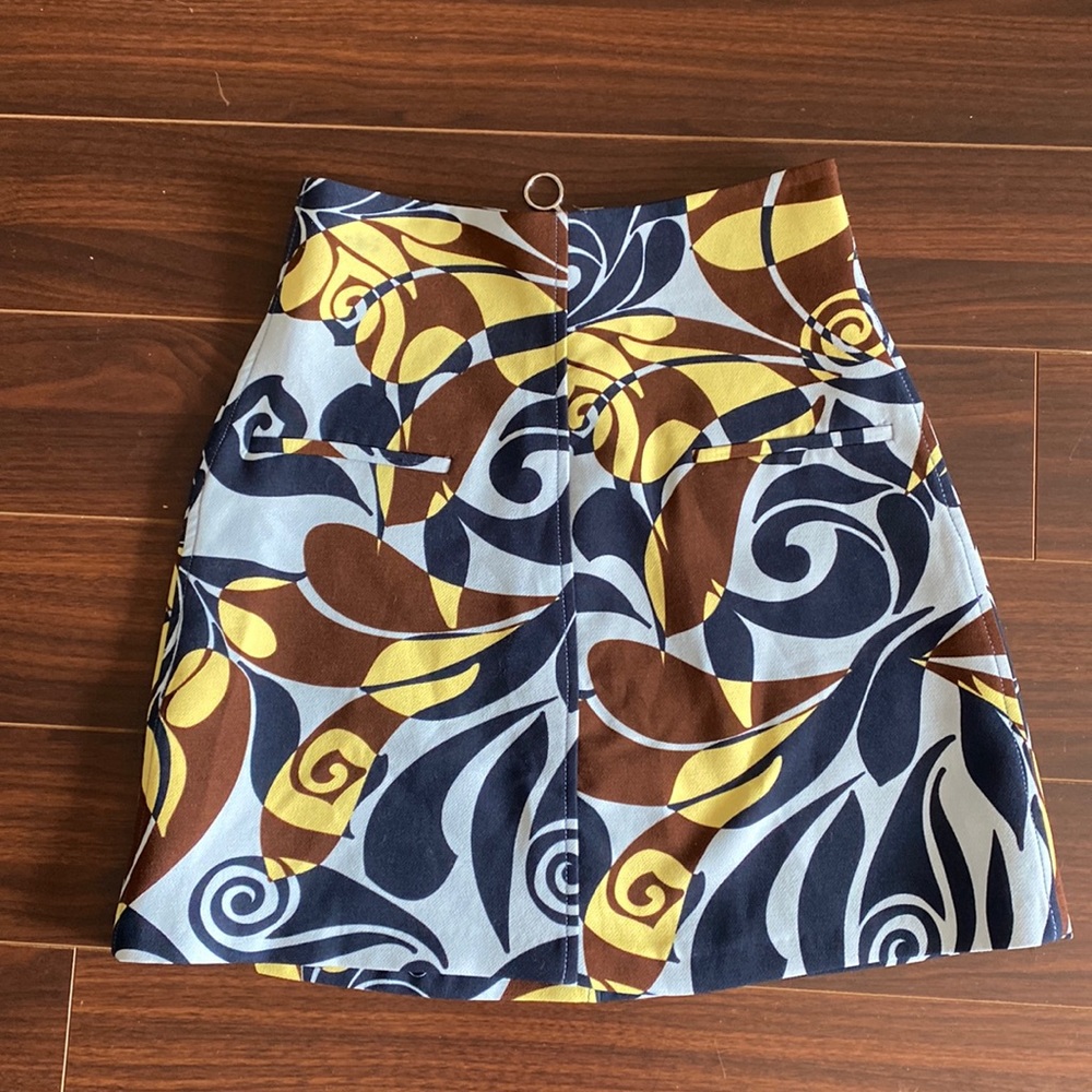 Zara Retro Patterned A Line Mini Skirt